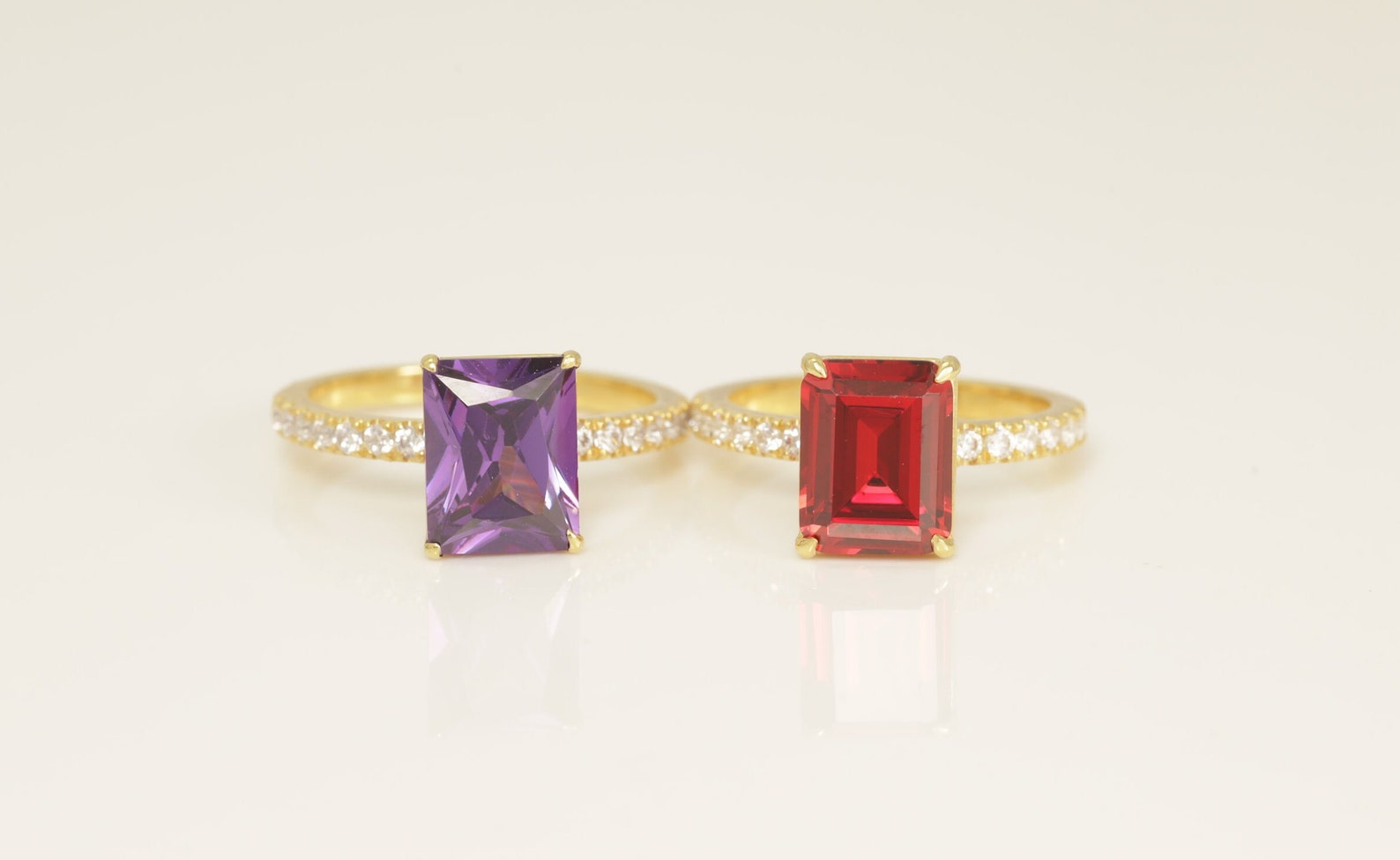 Four Prongs Amethyst Engagement Ring, Gemstones Wedding Ring, Birthstone Ring, Bridal Promise Ring, Anniversary Ring